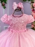 Vestido Menina Bonita Rosa Bebe Peito Rendado Florzinha (VESTMNNBNTRSBBRDDFLRZ) - Mundo da Bina Lembrancinhas Personalizadas