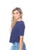 T-shirt Cropped Com Bolso Feminino Azul Marinho - comprar online