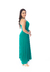 Vestido Longo Alça Fina com Transpasse e Fenda Frente Verde Escuro - comprar online