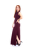 Vestido Longo Regata Gola Ampla com Fenda na Lateral Vinho - comprar online
