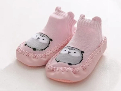 Pantumedias con suela antideslizante Rosa