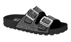 Chinelo Slide Moleca Camurça com Strass Feminino