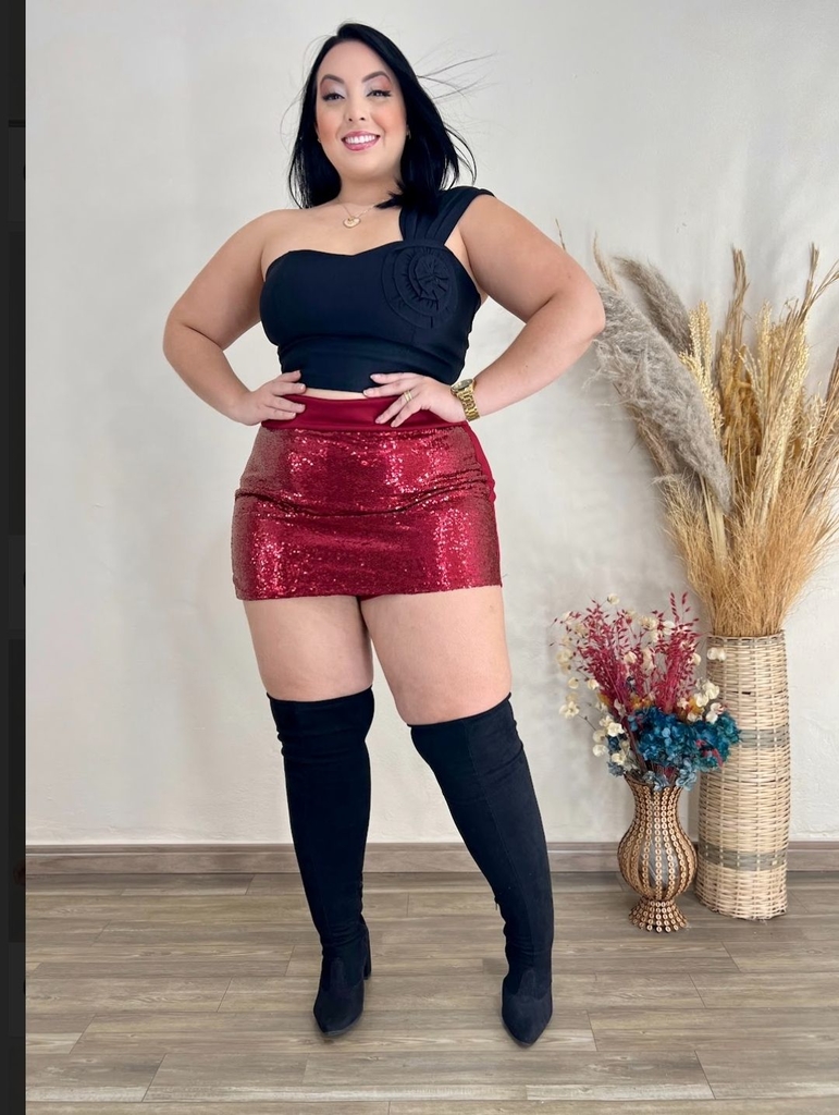 Short Saia paetê - Comprar em Kalola Plus Size