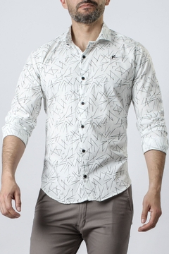 CAMISA VESTIR ESTAMPADA (39101) - No End MAYORISTA