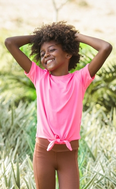 Camisa Feminina Infantil Laço Pink