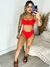 Conjunto Sofia vermelho com Top de Blusinha Bojo Removivel e Calcinha HotPant