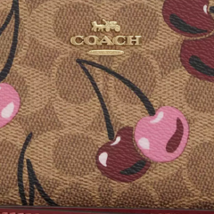 *PREORDEN* Coach Long Zip Around Wallet In Signature Canvas With Cherry Print - tienda en línea