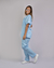 Conjunto Scrub Oxford Feminino Personalizado IDEAU - Azul Bebê - Bini Vet - Vestuário Profissional Veterinário