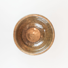 Bowl de vidro 28 cm com suporte em rattan MAYA na internet