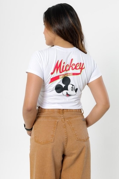 T-shirt Mickey com estampa atrás Branca - comprar online