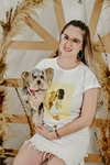 T-shirt moça com cachorro