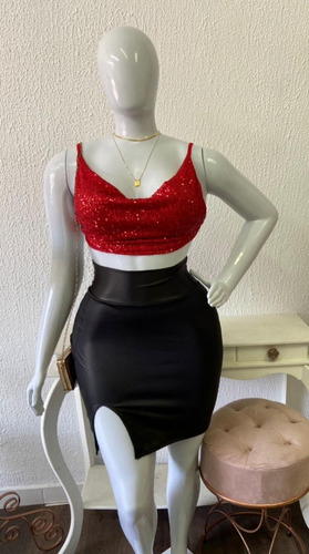 Saia justa cintura alta 2025 com cropped