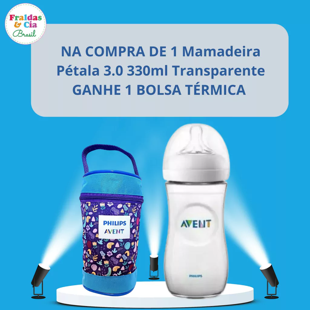 MAMADEIRA PETALA 3.0 330ML COM BICO NR.4 - TRANSPARENTE