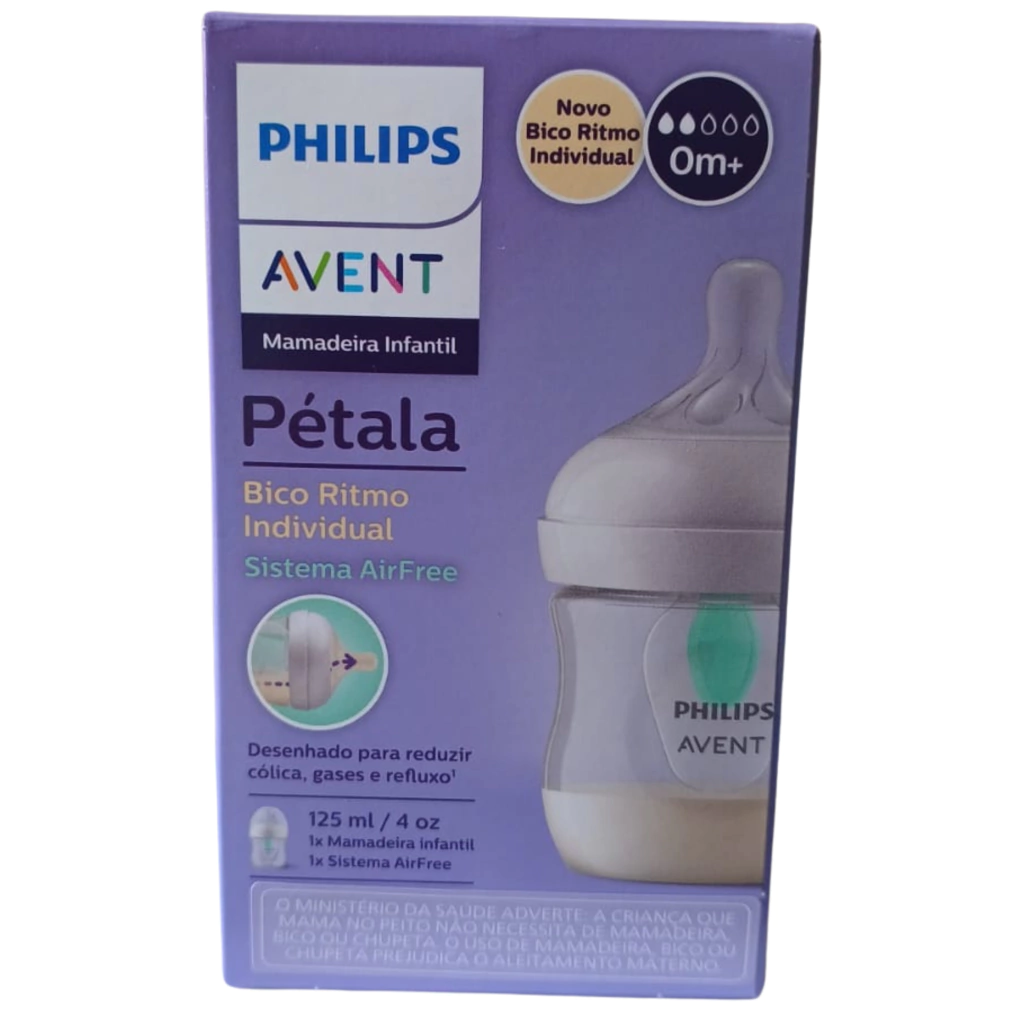 MAMADEIRA PETALA 3.0 125ML COM VÁLVULA AIR FREE - TRANSPARENTE