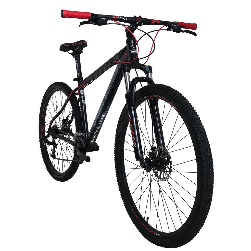 Bicicleta adulto, aro 27,5″, color negro y amarillo, con frenos de discos  mecánicos, de 24 velocidades.