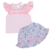 Conjunto Curto Bebê Tricoline Peixes Estampado Rosa- Miniclo