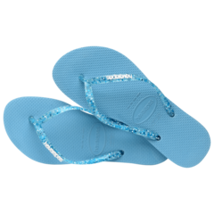 Havaianas Slim Logo metal azul Tranquilidade - loja online