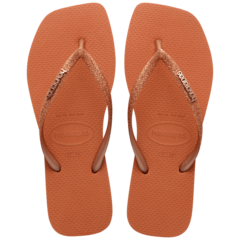 Chinelo Havaianas Slim Square Glitter laranja cerrado