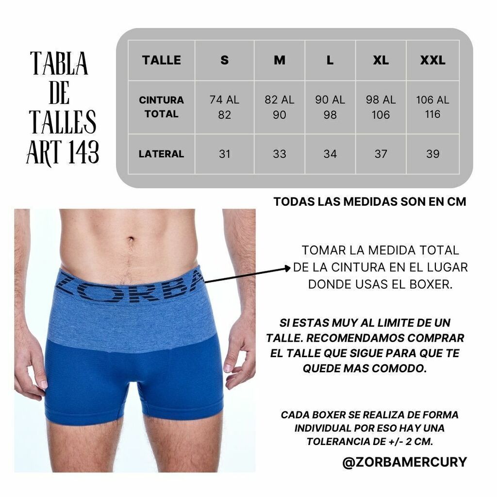 Tabla de talles boxer shop