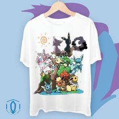 Remera Eevee y eeveeluciones blanca