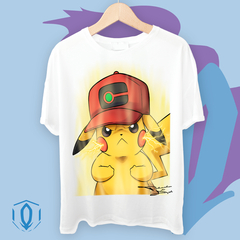 Remera Oversize Pikachu de Ash (Con Destello) Face Blanca