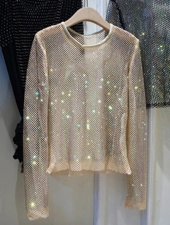 Blusa Fem Manga Longa Telinha Com Strass 250 na internet