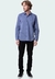 Camisa social masculina manga longa classic fit fil á fil azul medio