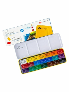 Kit 21 Tintas Aquarela Sonnet Nevskaya Palitra em Pastilha Estojo metal - 1669 - comprar online