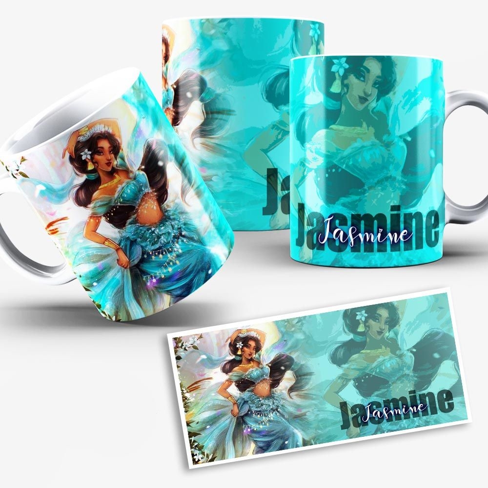 Caneca de Porcelana Personalizável c/ Nome Princesa Jasmine - 1