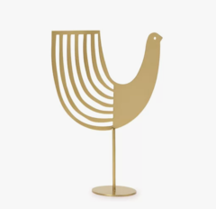Imagem do Escultura Pássaro em Metal Dourado Fosco