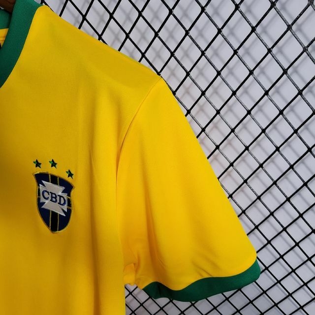 Camisa Retrô Brasil Home 70/72 - Amarelo