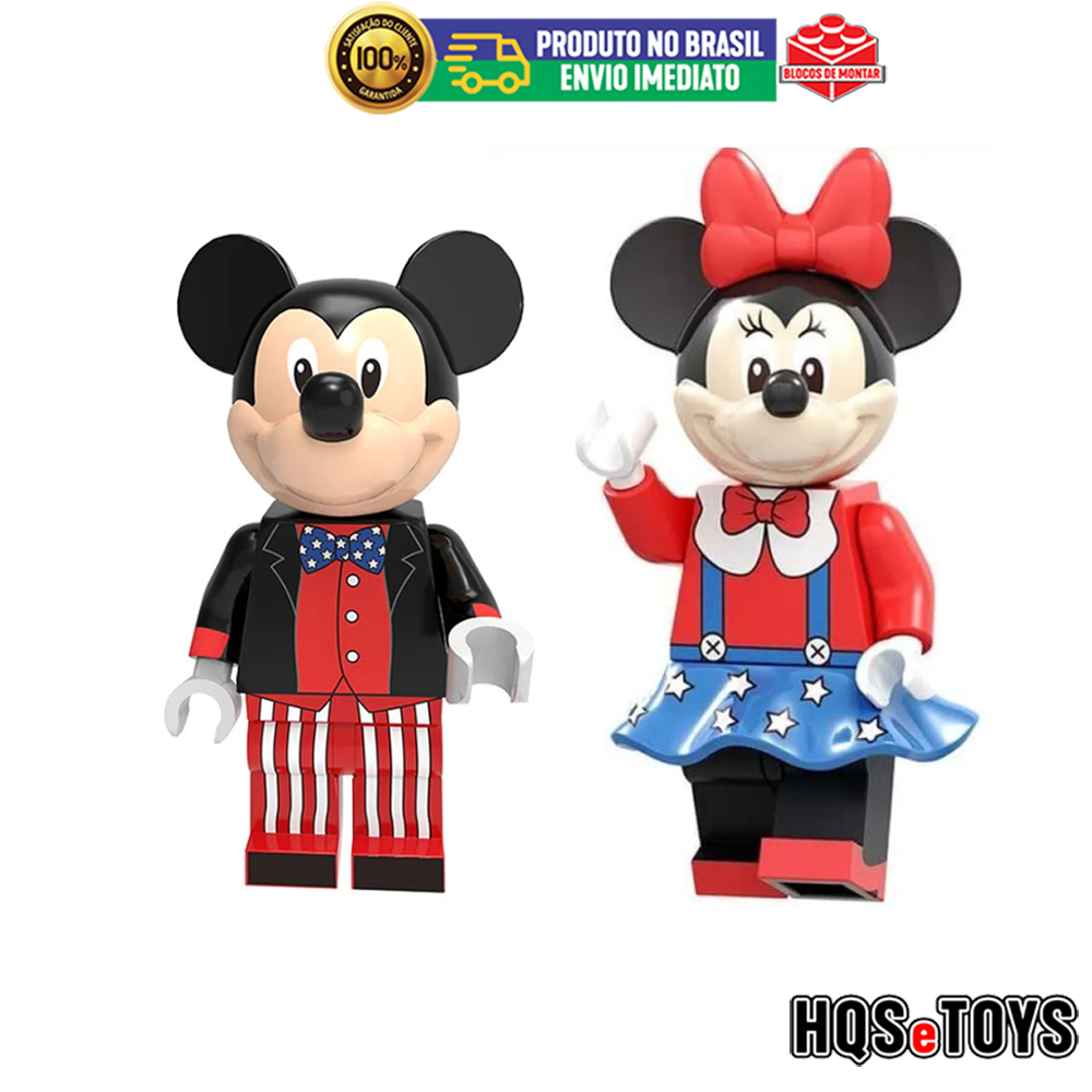 Kit 2x Mini Boneco customizado Mickey e Minnie disney filme tv desenho  animado série