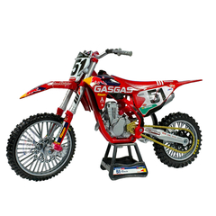 Moto a Escala GasGas MC450F - Modelo del Corredor Justin Barcia 1:12 de Colección - New Ray Toys