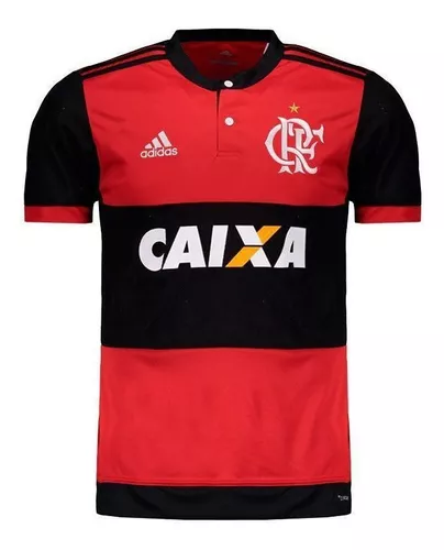 Camisa Flamengo Home 2017 Retrô Adidas Masculina - Vermelho e Preto