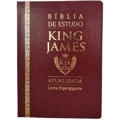 Bíblia de Estudo King James Atualizada | KJA | Letra Hipergigante | Capa Luxo Cover Book Bordô