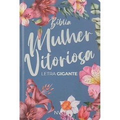 Bíblia da Mulher Vitoriosa | Letra Gigante | NVI | Capa Dura Floral Azul