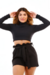 Cropped Gola Alta Canelado Preto - comprar online