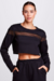 Cropped Moletom Faixas Tule Preto