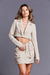 Blazer Cropped Alfaiataria Nude na internet