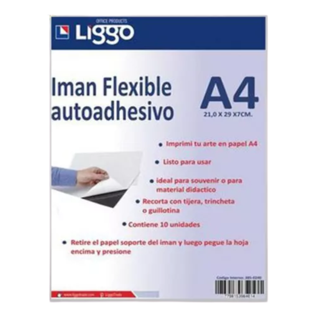 IMAN FLEXIBLE A4 AUTOADHESIVO PAQ X 10 LIGGO - CASAMAYO
