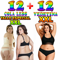 Combo de 12 Bombachas Vedetina + 12 Cola less Talle Especial XXL