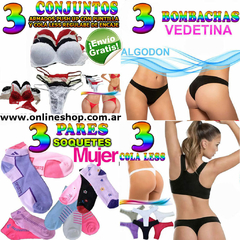 Combo 3 Conjuntos Armados Push Up + 3 Colaless + 3 Vedetina + 3 Pares Soquetes