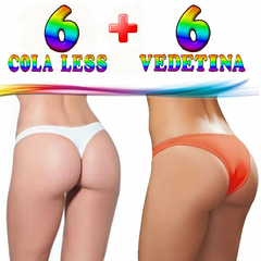 6 Bombachas Vedetina + 6 Cola Less Talle Universal Algodón
