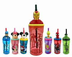 1 Copo Infantil 3D 360ml Plástico C/ Canudo Flexível Disney - loja online