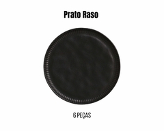 Kit 6 Prato Raso de Cerâmica Linha Preto Matte - Oro Comércio