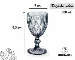 6 Taças Diamond 300ml Grafite Vidro - Oro Comércio