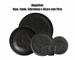 Kit 6 Xícaras Com Pires Cerâmica Linha Preto Matte - comprar online