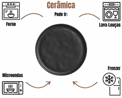 Kit 6 Pratos de Sobremesa de Cerâmica Linha Preto Matte - loja online