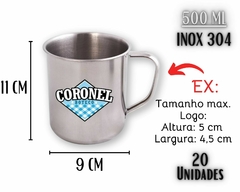 20 Canecas Inox 500ml Personalizada Alça Multiuso Café Chá - Oro Comércio