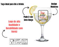 24 Taças Personalizadas Cristal de Gin Resistente, Drinks, Transparente 630ml - loja online